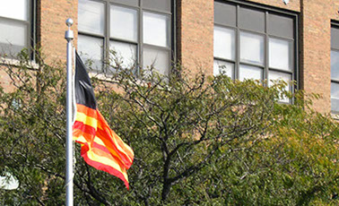 "Freedom to Fear" - a sculpture flying over Chicago's Eisenhower Expressway prior to inclusion in "The Four Freedoms" art show.