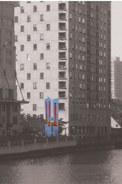 TriWing (to be situated on Chicago's vibrant riverfront)- a sculptural media proposal for branding and interactive communication